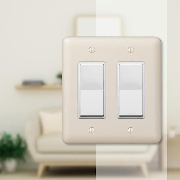 Amerelle Devon Light Almond 2 gang Stamped Steel Rocker Wall Plate - 935RRAL
