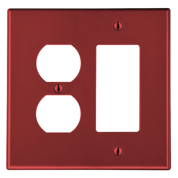 Hubbell Wiring Device-Kellems WALLPLATE, 2-G, 1) DUP 1) DEC, RED - P826R