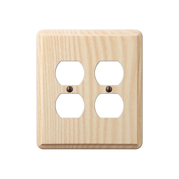 Amerelle Contemporary Unfinished Beige 2 gang Ash Wood Duplex Outlet Wall Plate - 401DD