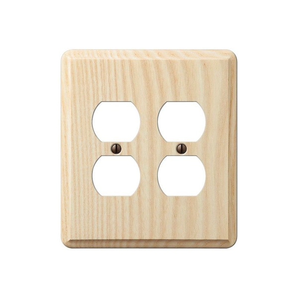 Amerelle Contemporary Unfinished Beige 2 gang Ash Wood Duplex Outlet Wall Plate - 401DD