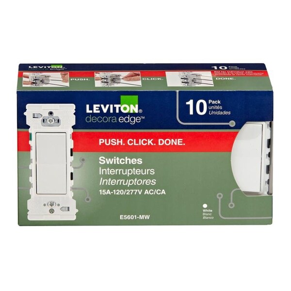 Leviton SWCH RCKR SNGPL 15A 10PK - E5601-0MW