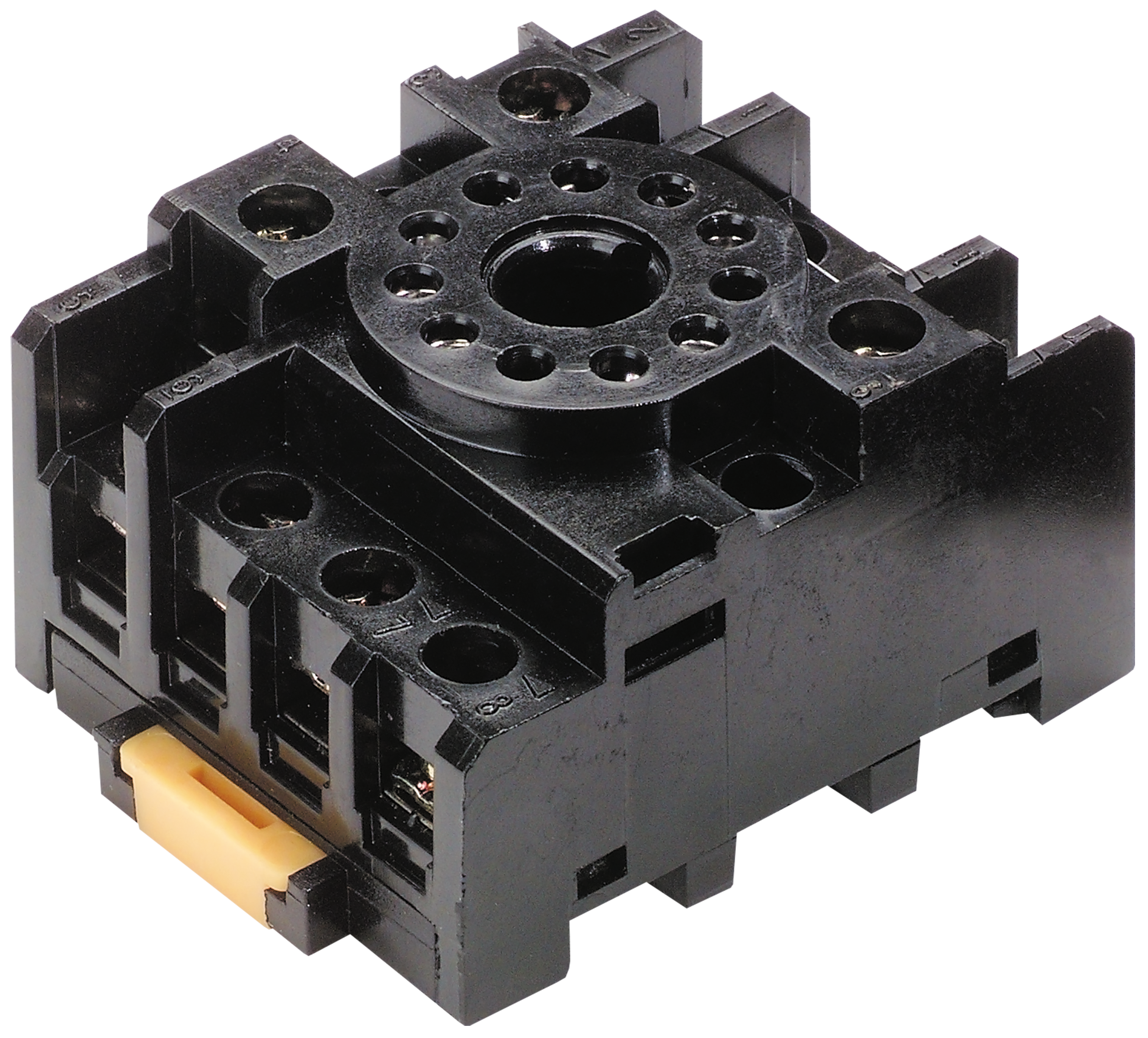 C3Controls Series 200-General Purpose Relay, 5 Blade, 10Amps, Screw Clamp Terminals (Guarded) Socket For Square Base Relay - 200-SB0510O
