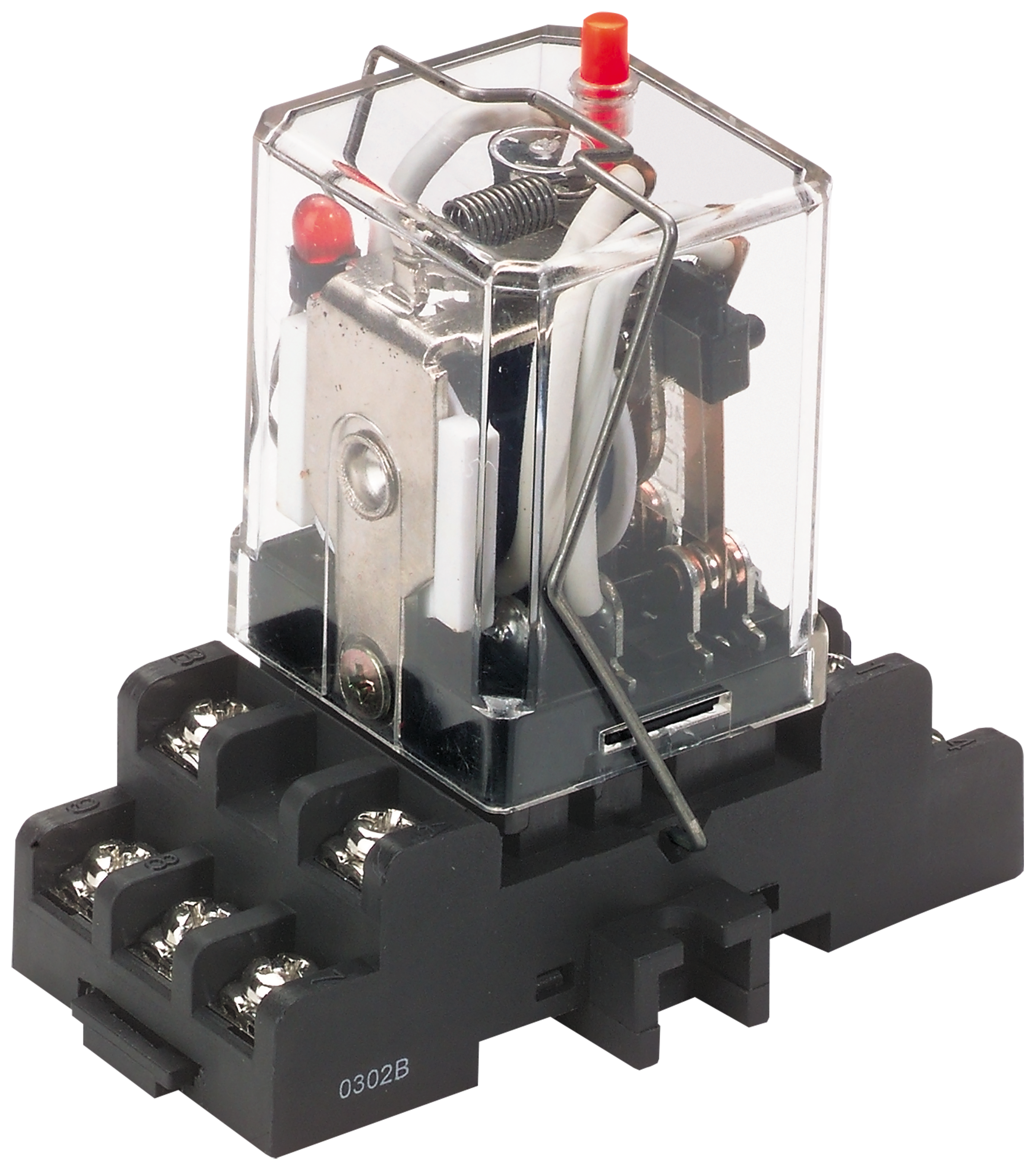 C3Controls Series 200-General Purpose Relay, 8 Blade, 6 Amps, Screw Clamp Terminals (Guarded) Socket For Square Base Relay - 200-SB0806O