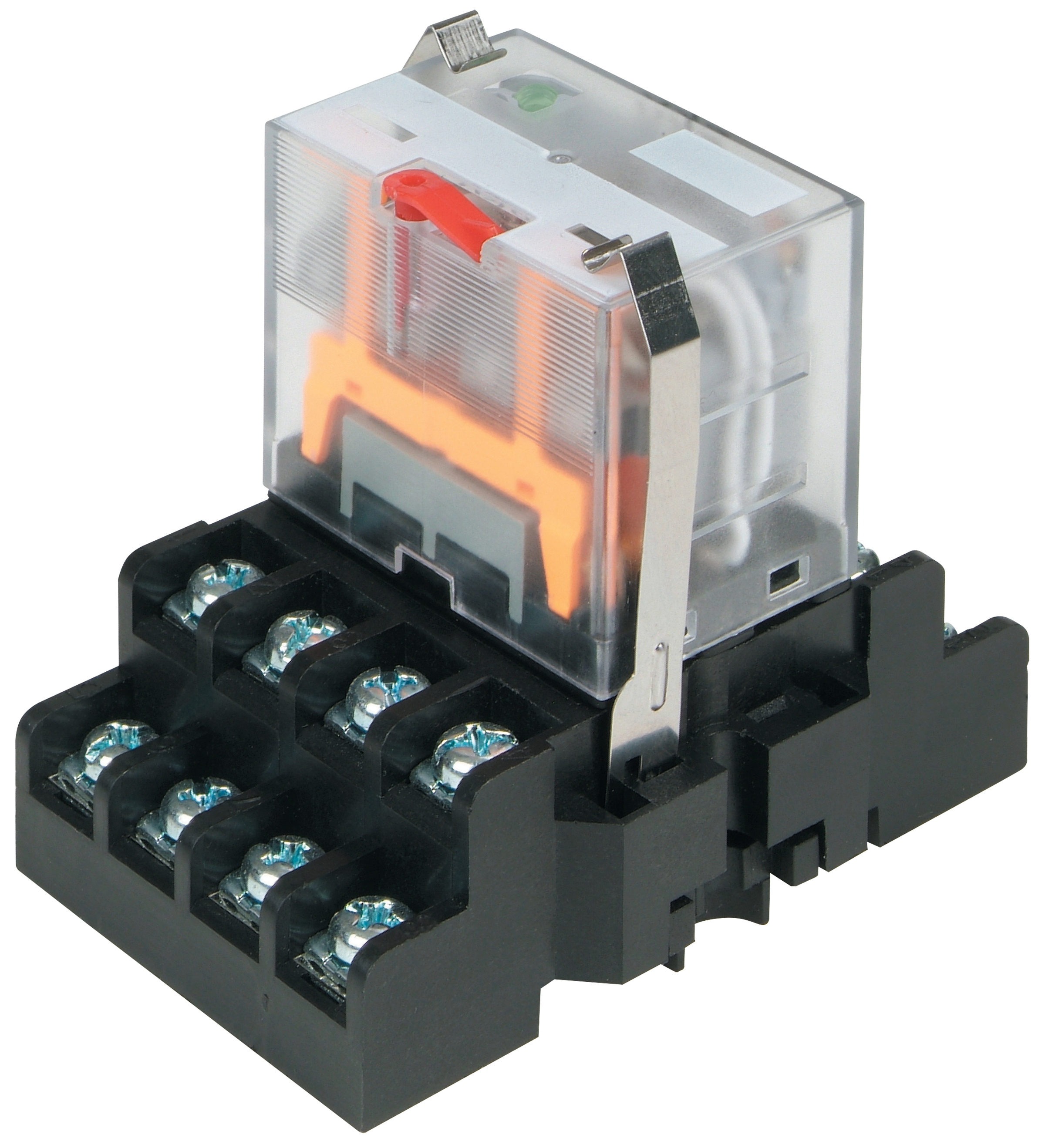 C3Controls Series 200-General Purpose Relay, 8 Blade, 6 Amps, Screw Clamp Terminals (Guarded) Socket For Square Base Relay - 200-SB0806O