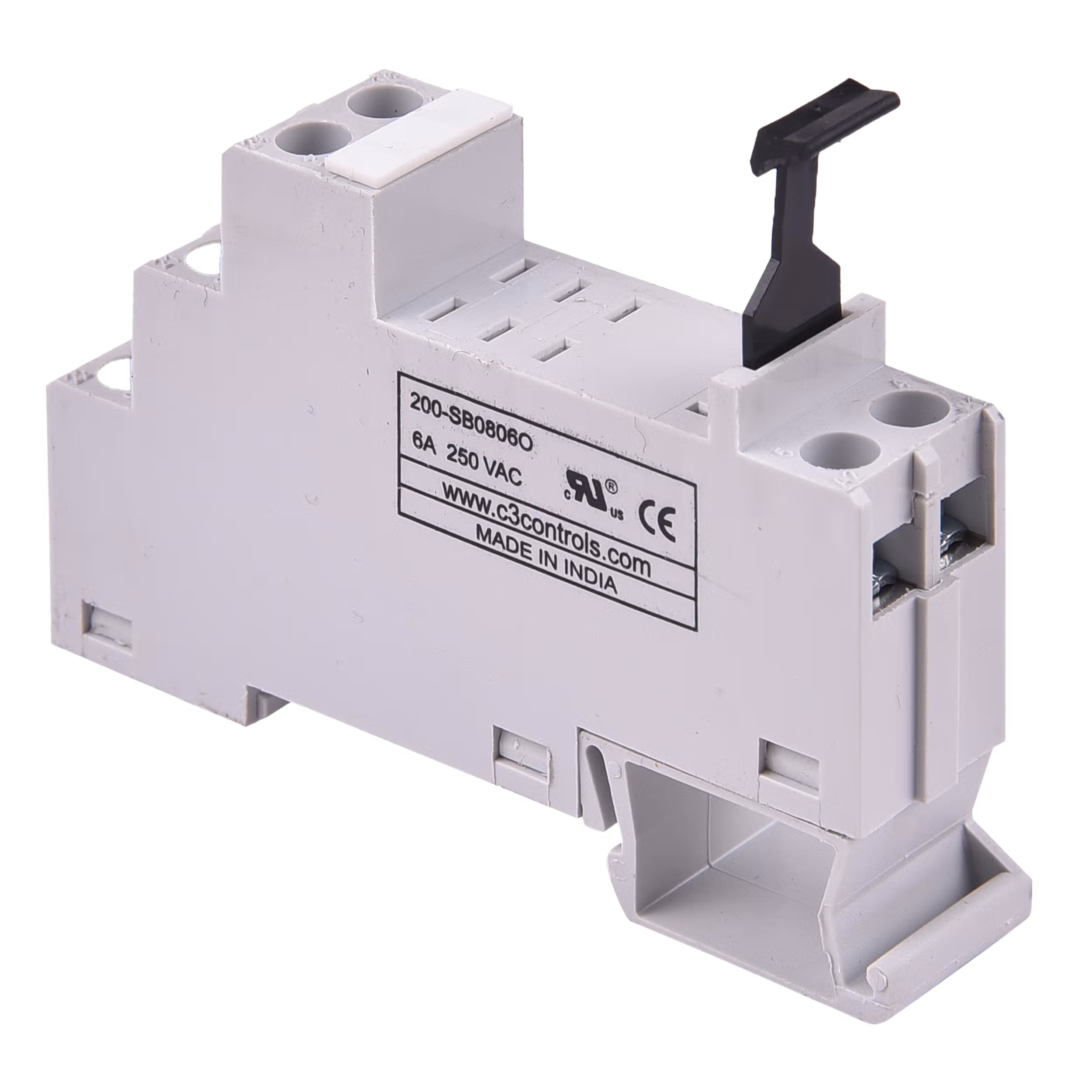 C3Controls Series 200-General Purpose Relay, 8 Blade, 10Amps, Screw Clamp Terminals (Guarded) Socket For Square Base Relay - 200-SB0810O