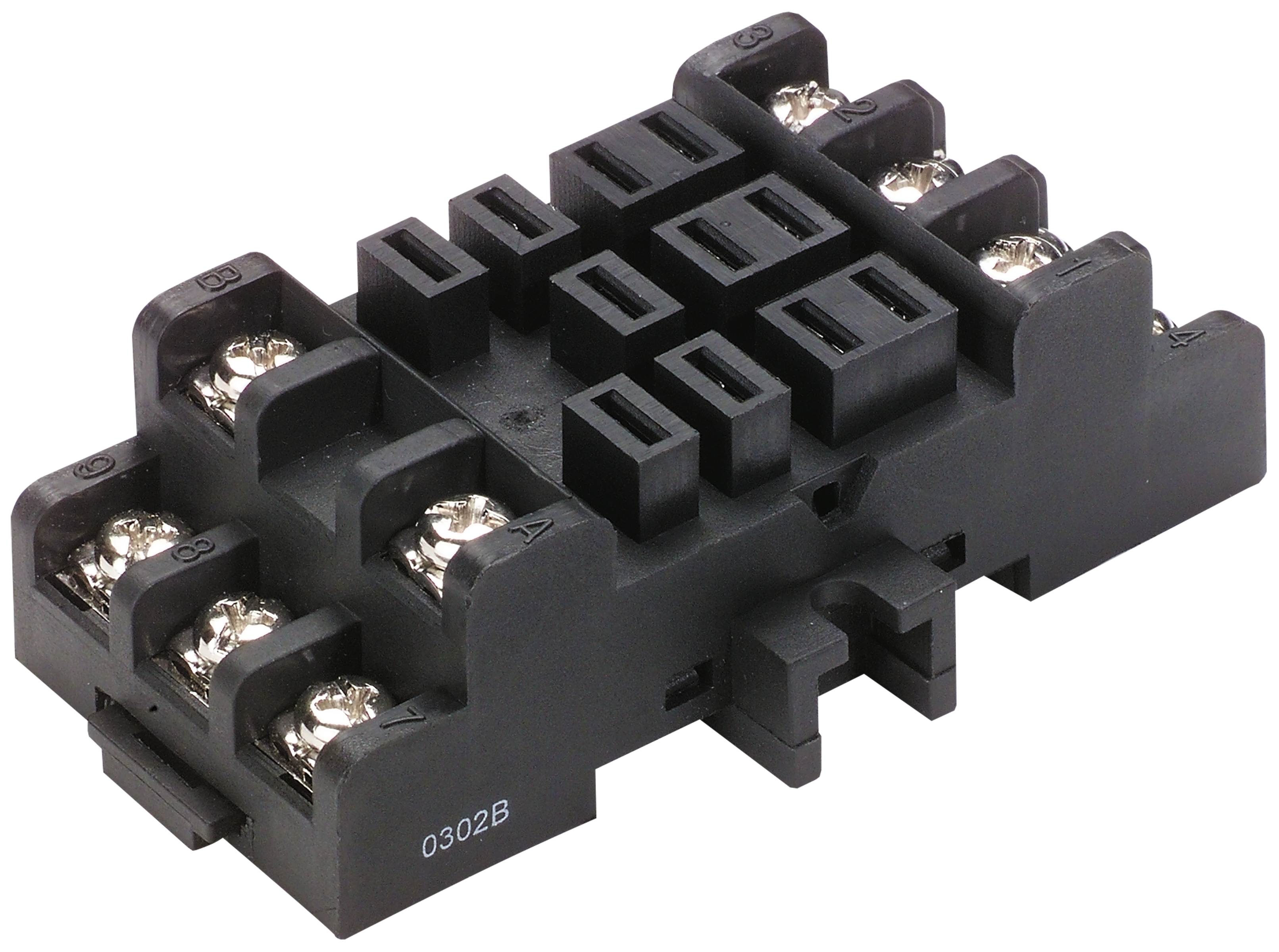 C3Controls Series 200-General Purpose Relay, 8 Blade, 10Amps, Screw Clamp Terminals (Guarded) Socket For Square Base Relay - 200-SB0810O