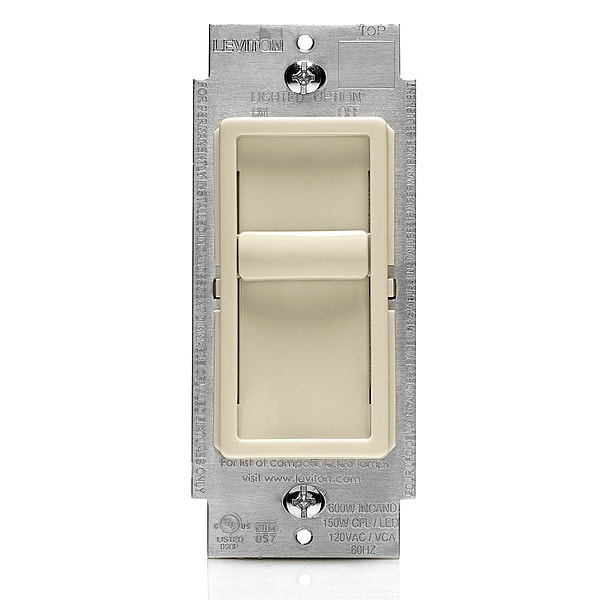 Leviton Dimmer, 1-Pole, 120VAC, Light Almond - 6672-1LT