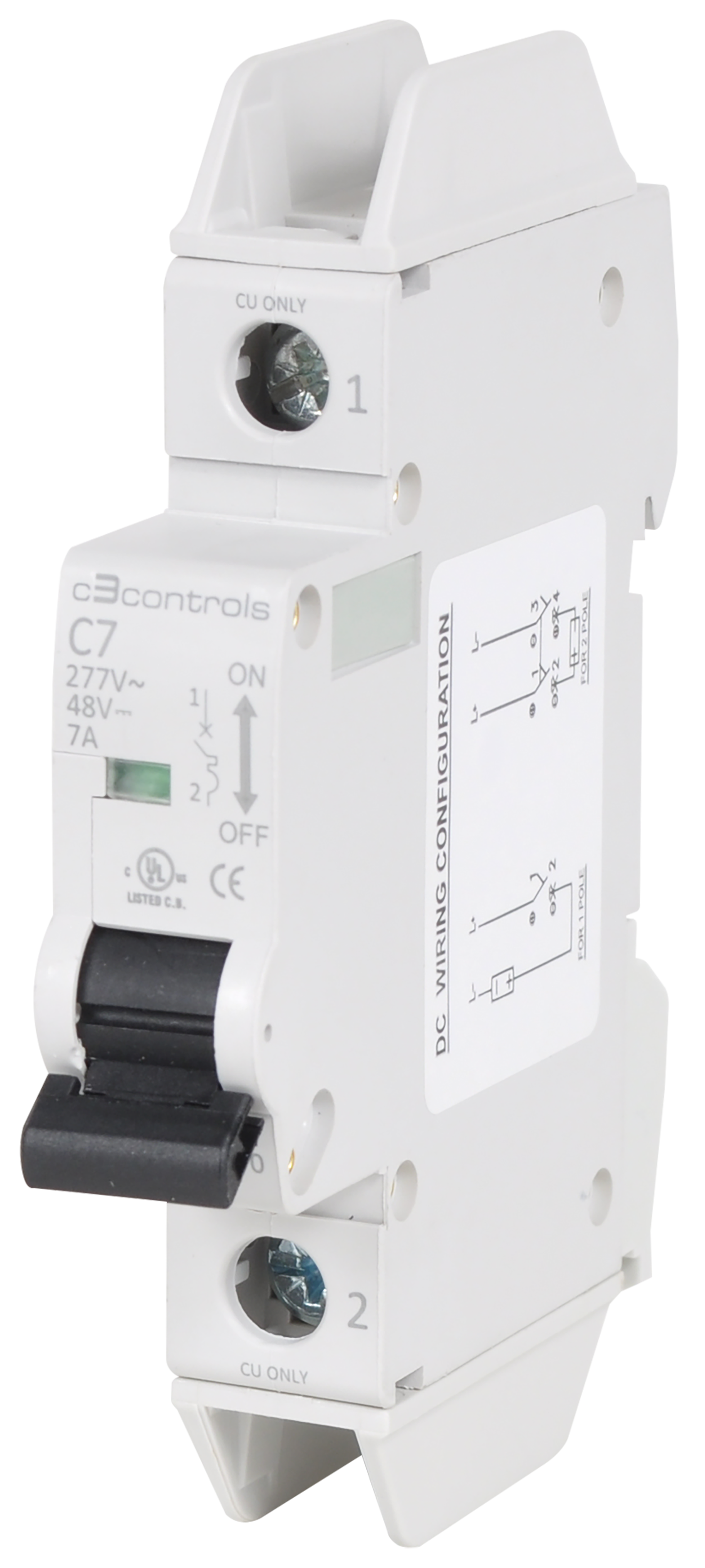 C3Controls UL 1077 Miniature Supplementary Protector, Three Pole, Trip Curve D, 17.5mm Frame per Pole, 1.6A - 1100-SP3D2D16