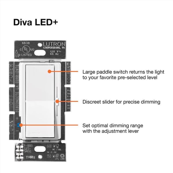 Lutron Diva C-L Dimmer - DVWCL-153PH-IV