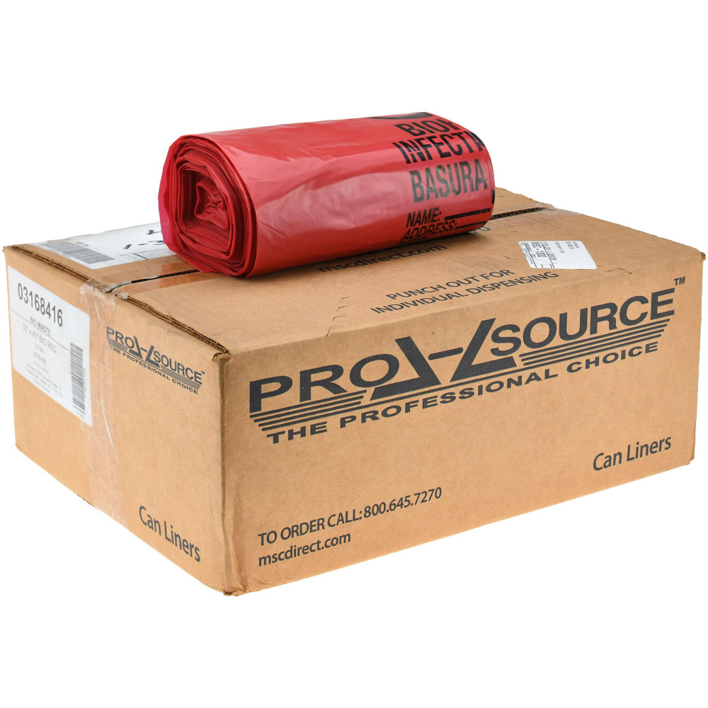PRO-SOURCE 500 Qty 1 Pack 10 Gal Capacity, Red, Low-Density Polyethylene, Hazardous Waste Bag - PSIW242412-75