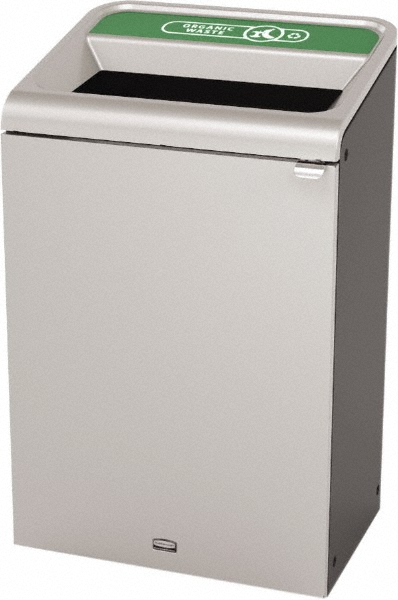 Rubbermaid Decorative Indoor Waste Receptacle: 45 gal, Rectangle, Gray - 1961683