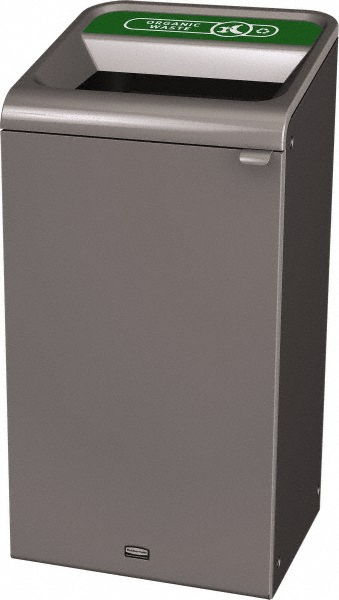 Rubbermaid Decorative Indoor Waste Receptacle: 45 gal, Rectangle, Gray - 1961683