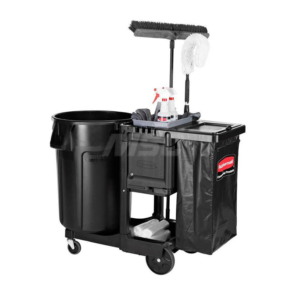 Rubbermaid Executive Series Janitorial & Housekeeping Cleaning Cart, Wheeled with Zippered Black Vinyl Bag, , 38.4" H x 21.8" W x 46" L, Black - 1861430