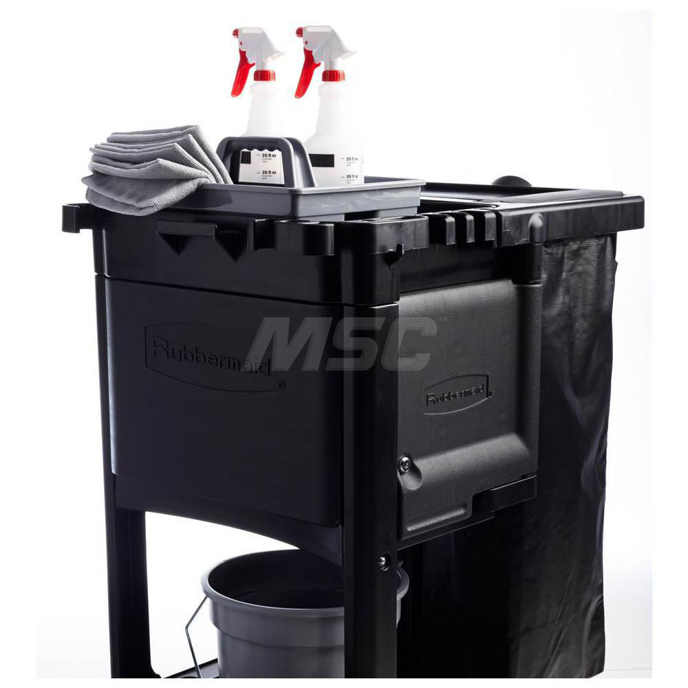 Rubbermaid Executive Series Janitorial & Housekeeping Cleaning Cart, Wheeled with Zippered Black Vinyl Bag, , 38.4" H x 21.8" W x 46" L, Black - 1861430