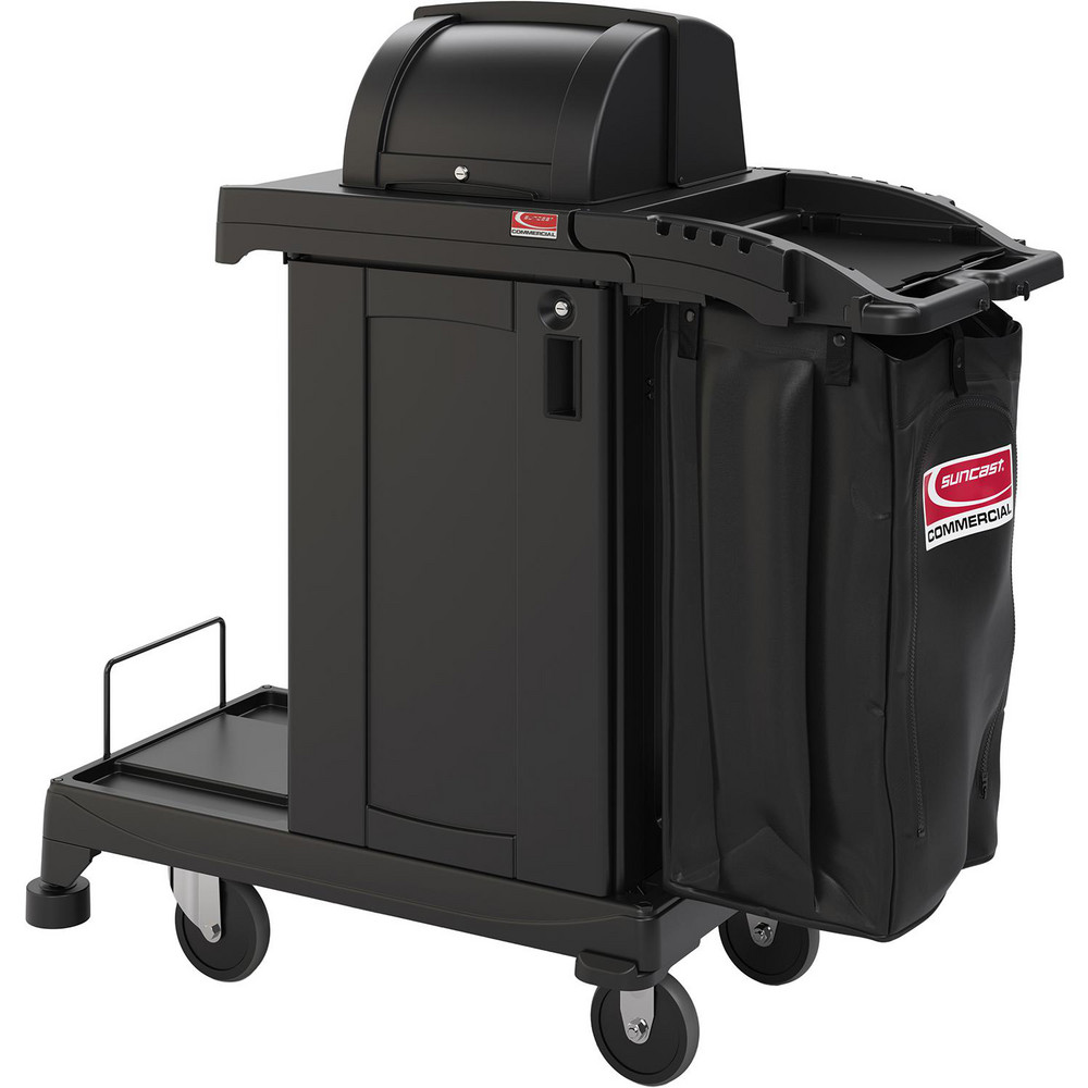 Rubbermaid Executive Series Janitorial & Housekeeping Cleaning Cart, Wheeled with Zippered Black Vinyl Bag, , 38.4" H x 21.8" W x 46" L, Black - 1861430