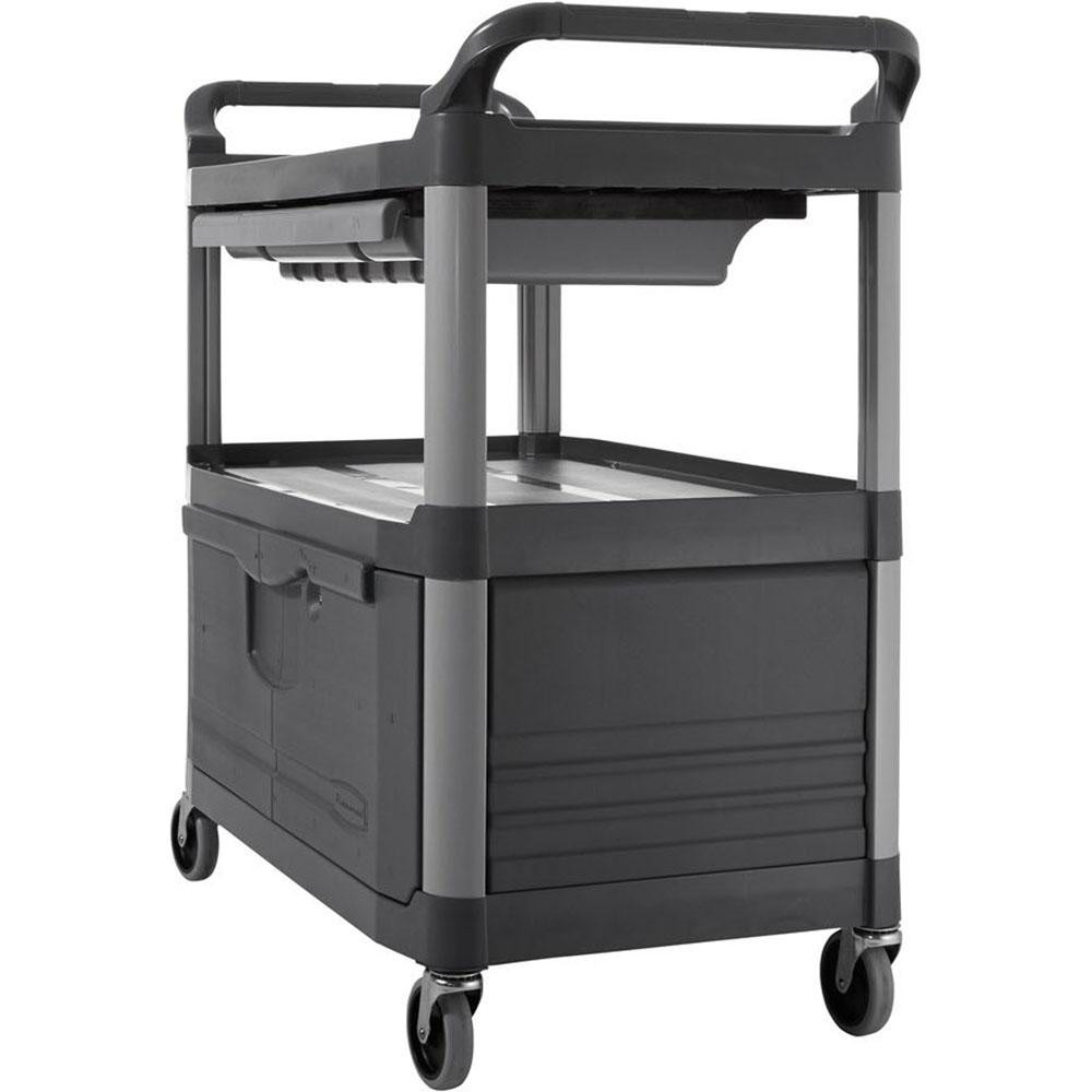 Rubbermaid Executive Series Janitorial & Housekeeping Cleaning Cart, Wheeled with Zippered Black Vinyl Bag, , 38.4" H x 21.8" W x 46" L, Black - 1861430