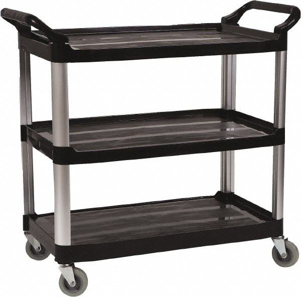 Rubbermaid Executive Series Janitorial & Housekeeping Cleaning Cart, Wheeled with Zippered Black Vinyl Bag, , 38.4" H x 21.8" W x 46" L, Black - 1861430
