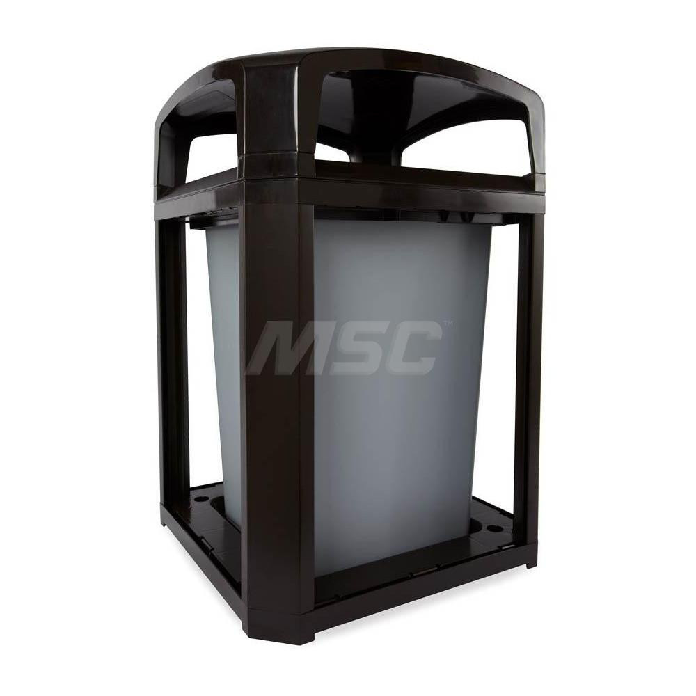 Rubbermaid Landmark Trash Can Frame with Rigid Liner, Dome Top, 50 Gal, Black Plastic, Outdoor - FG397500BLA