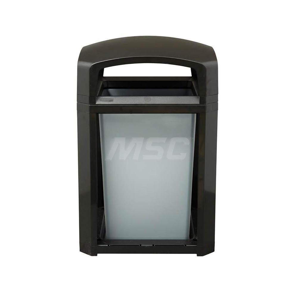 Rubbermaid Landmark Trash Can Frame with Rigid Liner, Dome Top, 50 Gal, Black Plastic, Outdoor - FG397500BLA