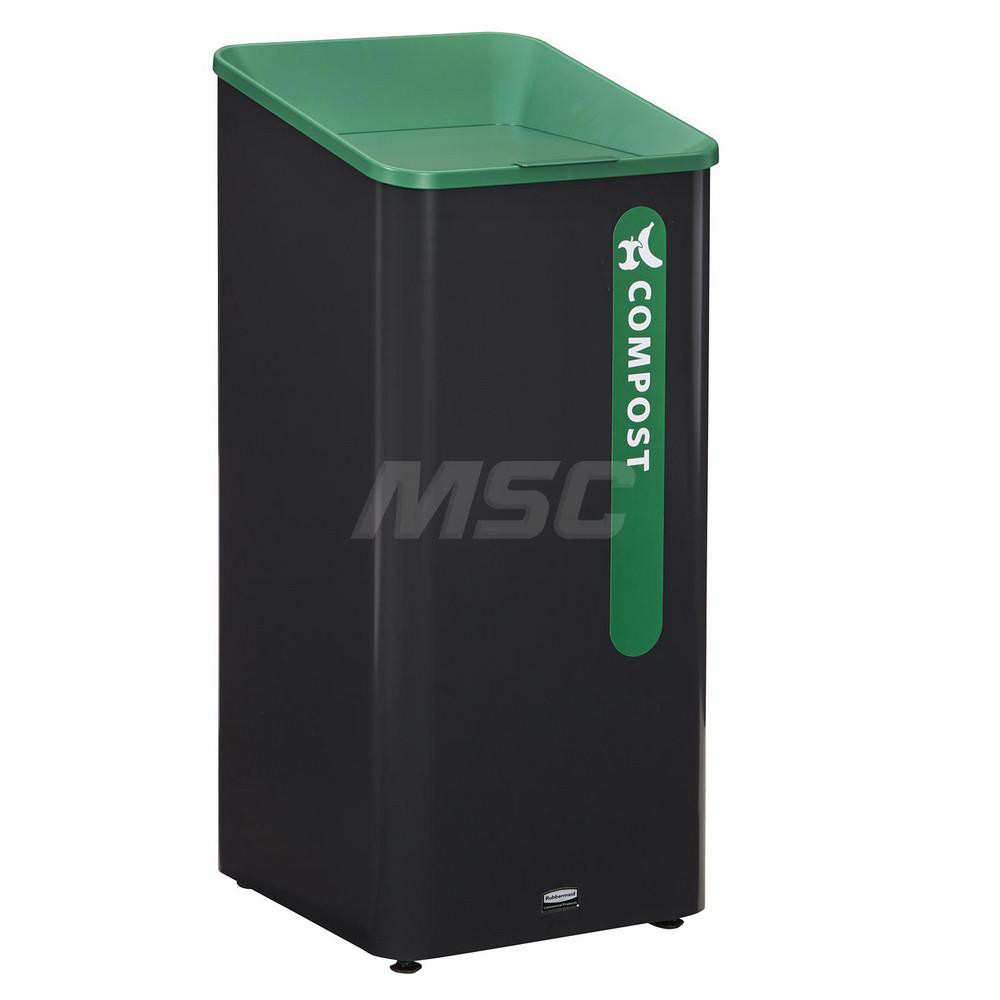 Rubbermaid Sustain Decorative Container, 23 Gallon Trash Can, Black/Green, Indoor - 2078992