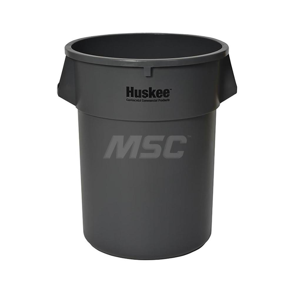 Rubbermaid Decorative Trash Can: 55 gal, Round, Gray - FGAOT62SAPL
