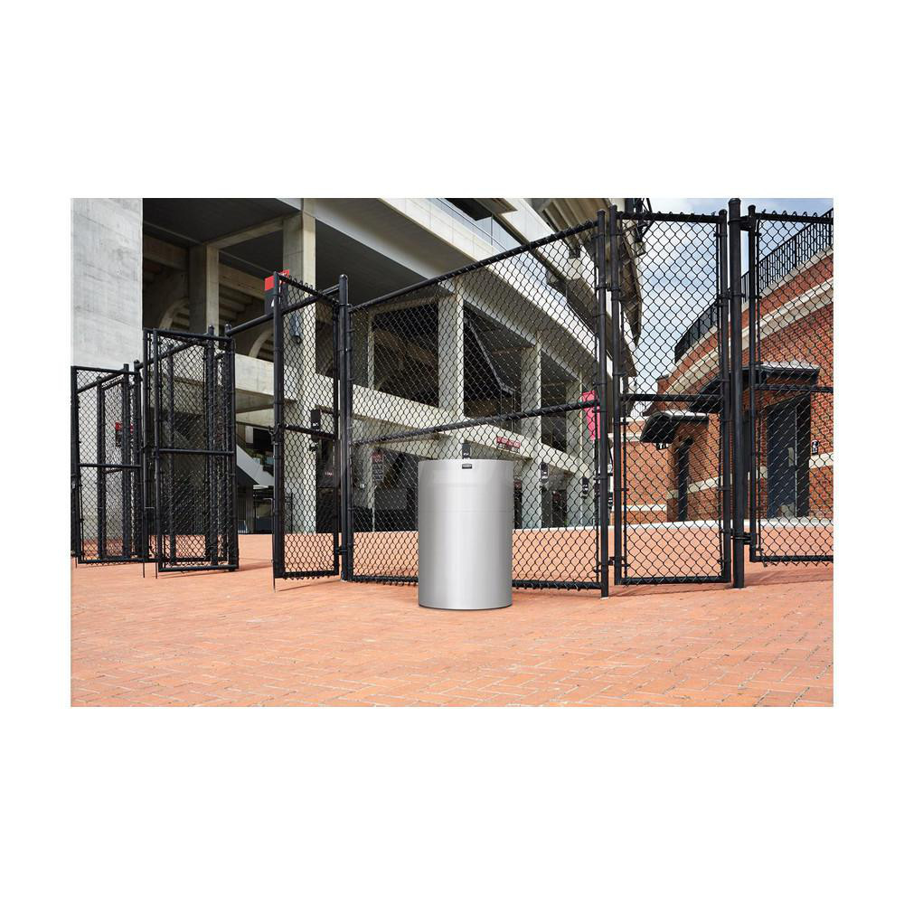 Rubbermaid Decorative Trash Can: 55 gal, Round, Gray - FGAOT62SAPL
