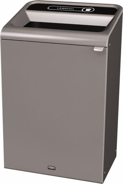 Rubbermaid Decorative Indoor Waste Receptacle: 33 gal, Rectangle, Gray - 1961628