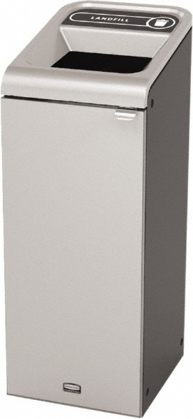 Rubbermaid Decorative Indoor Waste Receptacle: 33 gal, Rectangle, Gray - 1961628