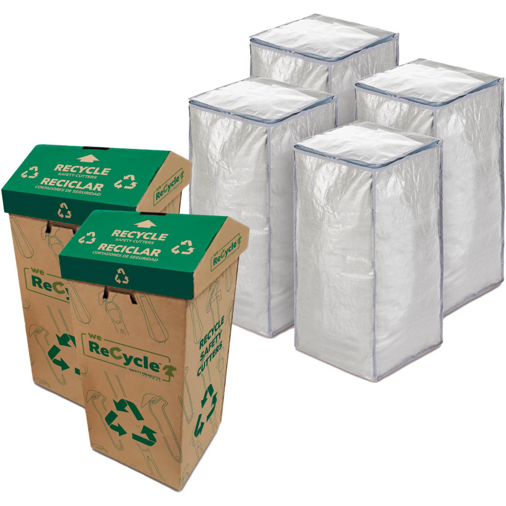 Klever Innovations Trash Cans & Recycling Containers: Product Type: Recycling Container; Type: Starter Kit, Recycle Container, Recycling Kit; Container Capacity: 14 Gallon - Inner Shipping Bag Holds Approx. 600 Safety Cutters; Container Shape: Rectangle - A48001-0