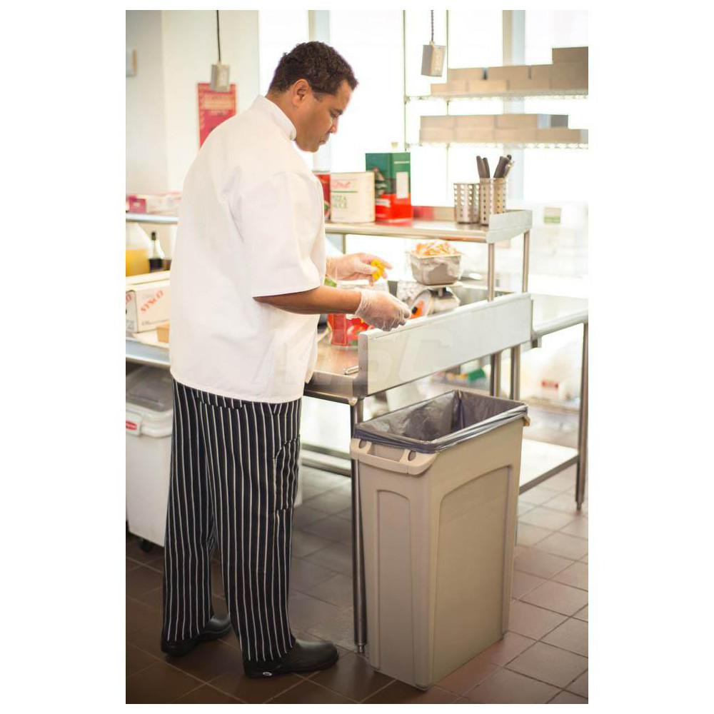 Rubbermaid SLIM JIM Plastic Rectangular Trash/Garbage Can/Bin with Venting Channels, 23 Gal, Beige - FG354060BEIG