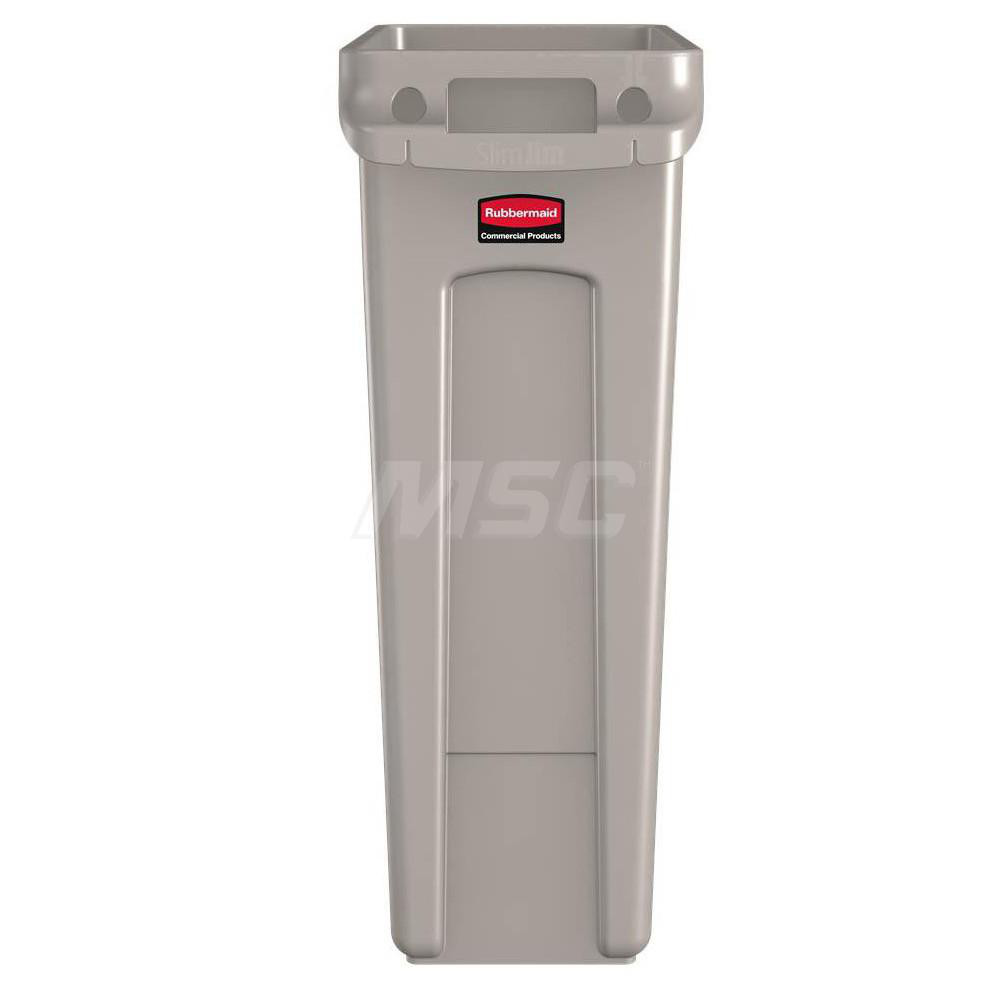 Rubbermaid SLIM JIM Plastic Rectangular Trash/Garbage Can/Bin with Venting Channels, 23 Gal, Beige - FG354060BEIG