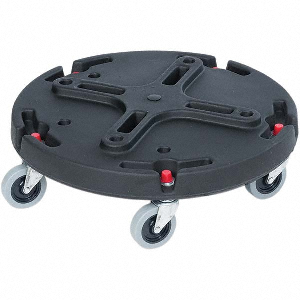 Toter Trash Can Dollies: Caster Dolly, Round, 32 gal, 55 gal, 44 gal, Atlas - WDL10-00BLK