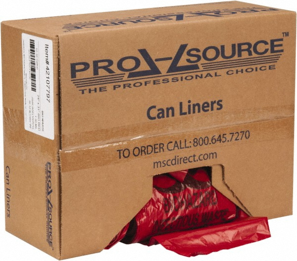 PRO-SOURCE Pack of (200) 32 Gal Capacity, Red, Hazardous Waste Bags - PSIW3043