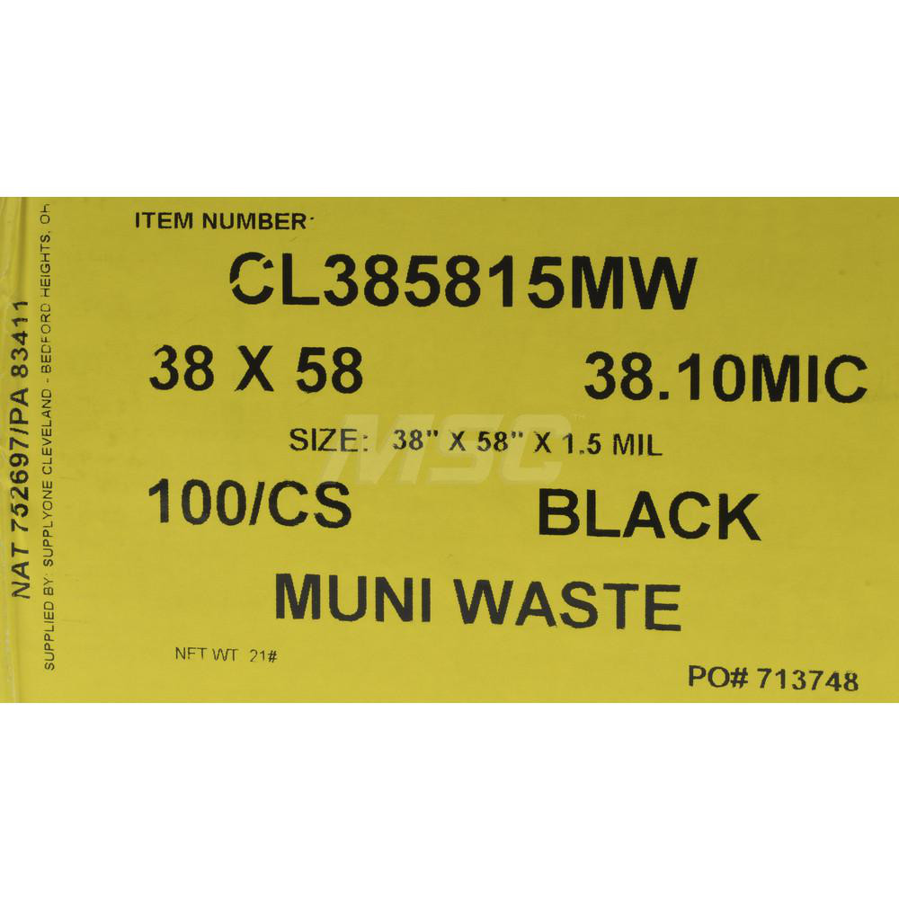 Value Collection Contractor Trash Bags: 55 gal, 1.5 mil, Pack of 100 - 19119