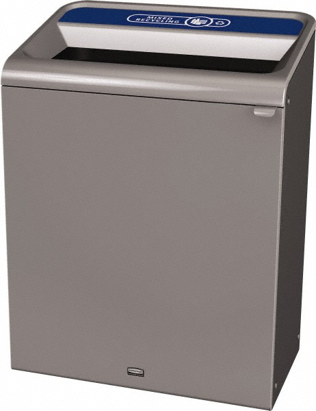 Rubbermaid Decorative Indoor Waste Receptacle: 45 gal, Rectangle, Gray - 1961508