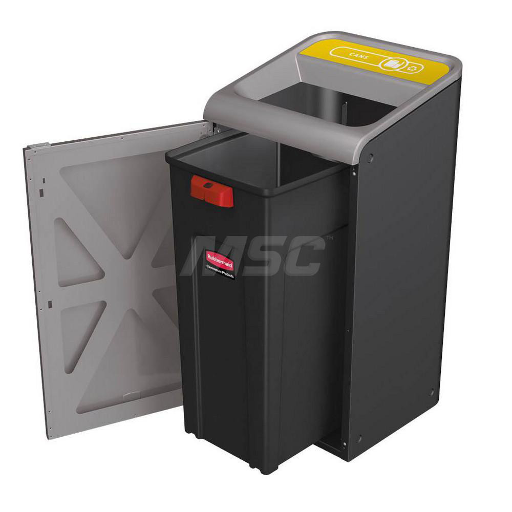 Rubbermaid Decorative Indoor Waste Receptacle: 45 gal, Rectangle, Gray - 1961508
