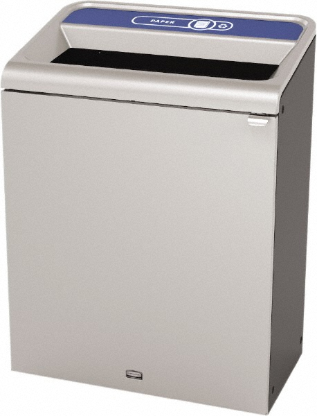 Rubbermaid Decorative Indoor Waste Receptacle: 45 gal, Rectangle, Gray - 1961509