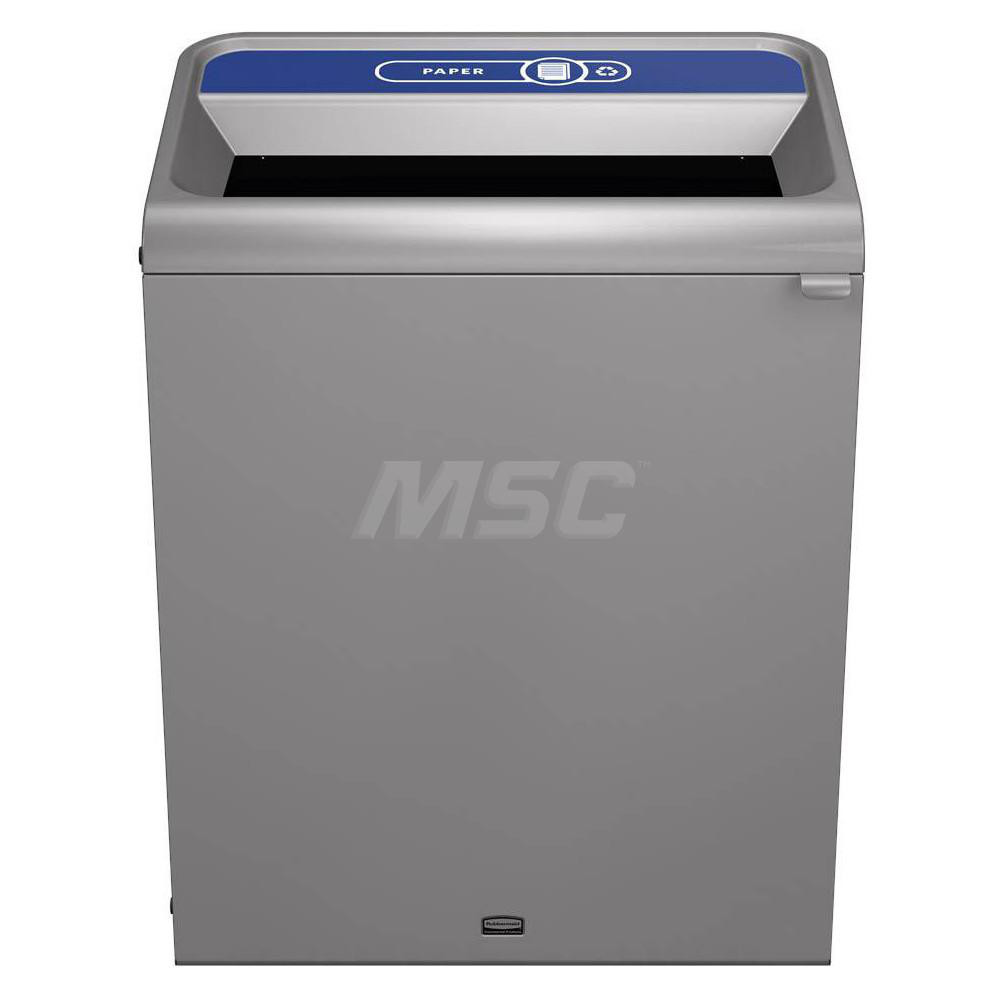 Rubbermaid Decorative Indoor Waste Receptacle: 45 gal, Rectangle, Gray - 1961509