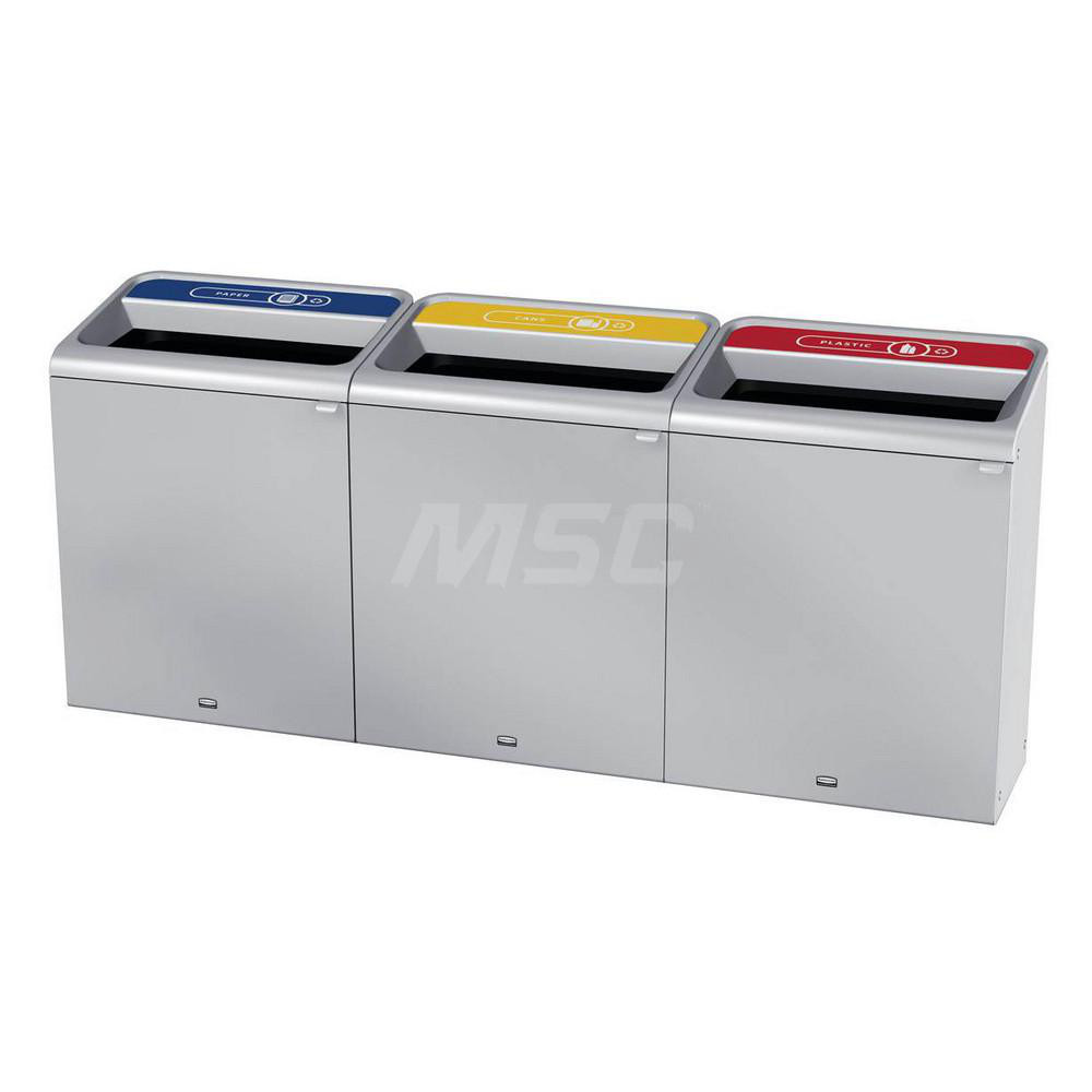 Rubbermaid Decorative Indoor Waste Receptacle: 45 gal, Rectangle, Gray - 1961509