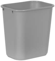 Rubbermaid Decorative Indoor Waste Receptacle: 45 gal, Rectangle, Gray - 1961509
