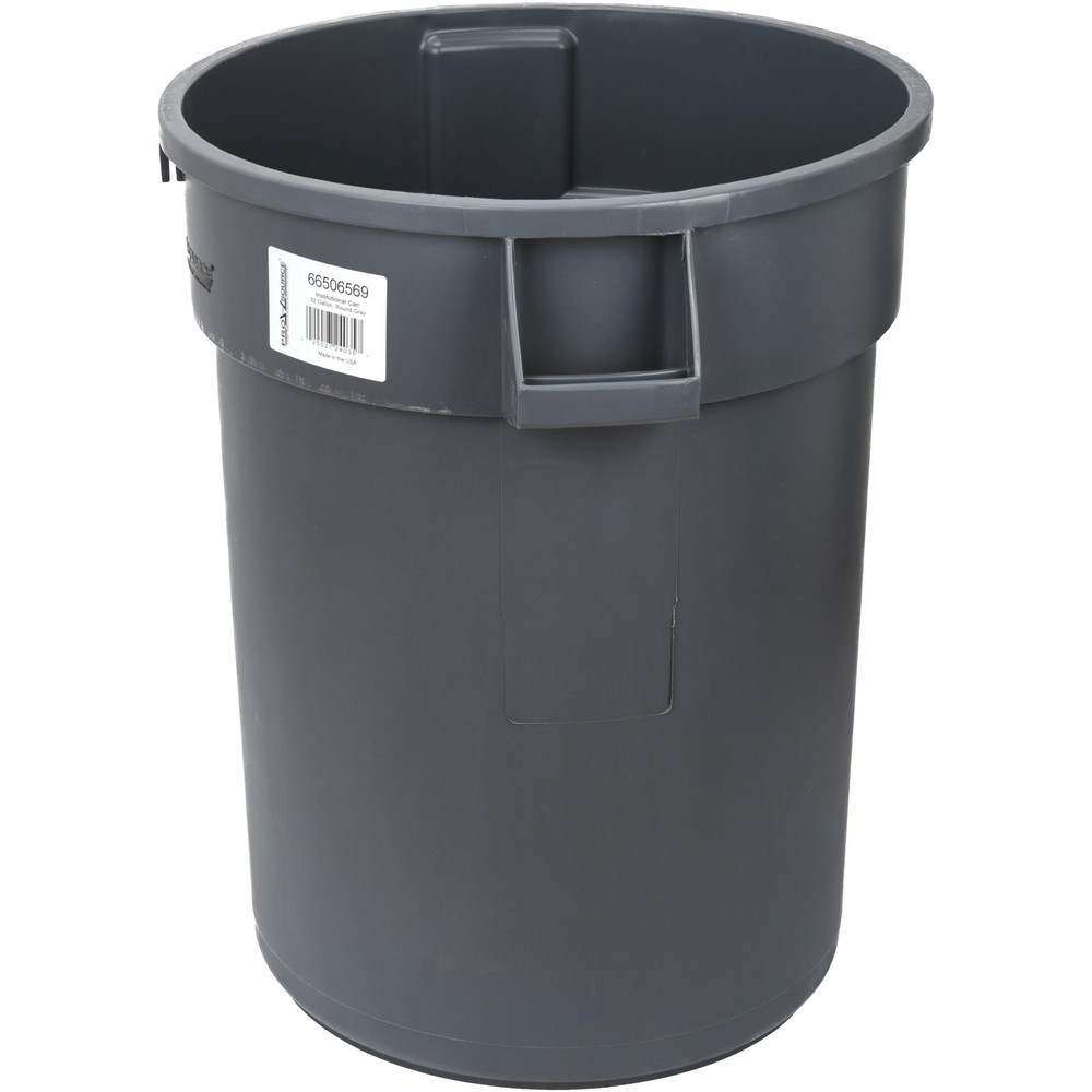 Continental Institutional Trash/Recycling Can: 32 gal, Round, Gray - MSC3200GY