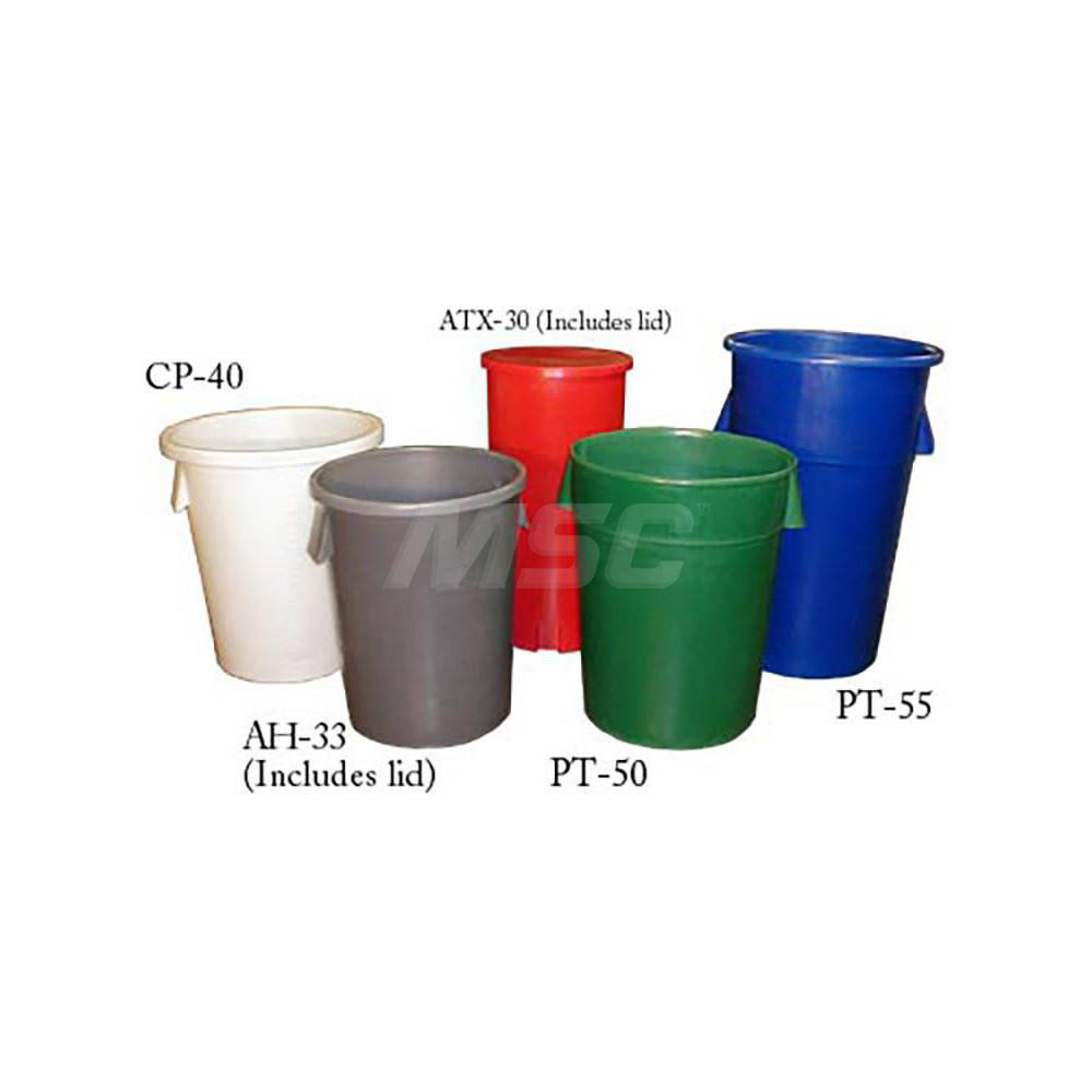 Bayhead Products Trash Can: 40 gal, Round, Gray - CP-40-G