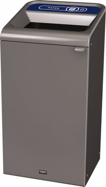 Rubbermaid Decorative Indoor Waste Receptacle: 23 gal, Rectangle, Gray - 1961623