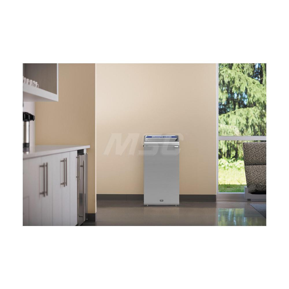 Rubbermaid Decorative Indoor Waste Receptacle: 23 gal, Rectangle, Gray - 1961623