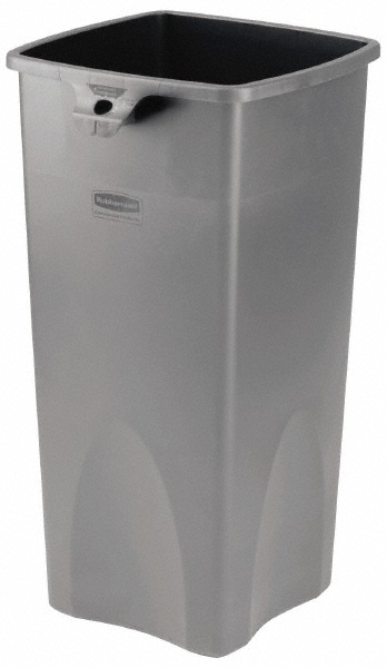 Rubbermaid Decorative Indoor Waste Receptacle: 23 gal, Rectangle, Gray - 1961623