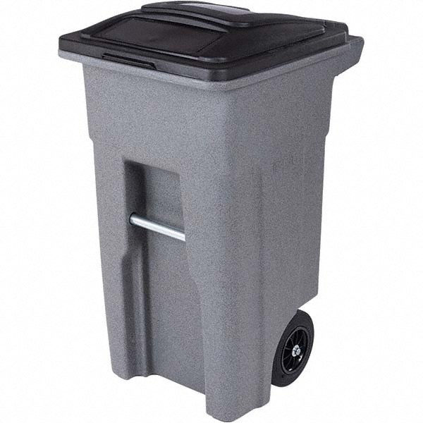 Toter Rollout Trash Can: 32 gal, Rectangle, Black & Gray - ANA32-00GST
