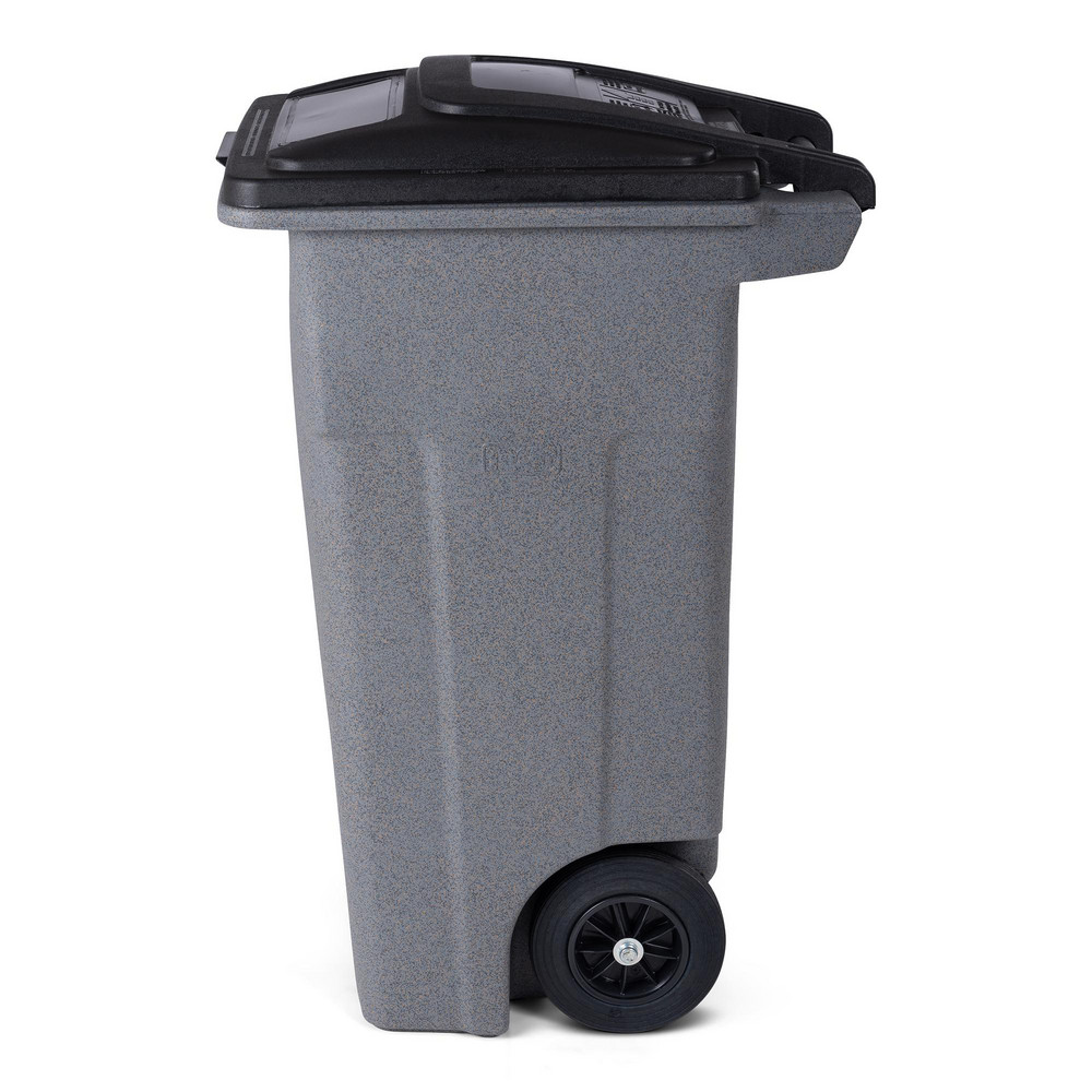 Toter Rollout Trash Can: 32 gal, Rectangle, Black & Gray - ANA32-00GST