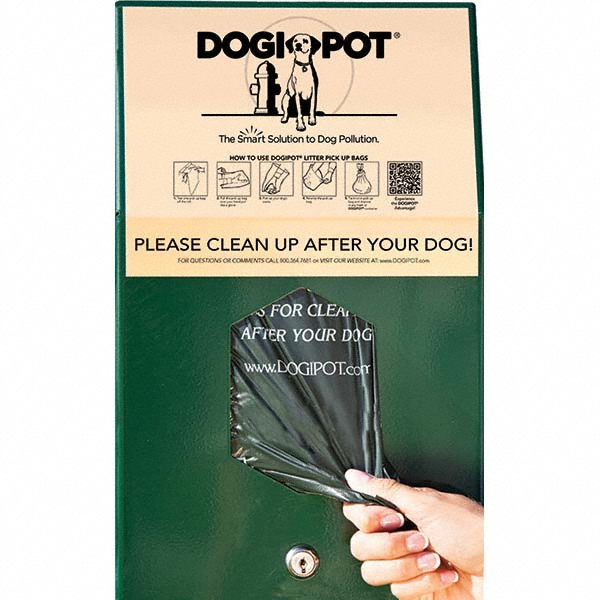DOGIPOT Pet Waste Stations: Aluminum, Rectangle, 400 Bags, 4' - 8' - 1002HP-BLK-4