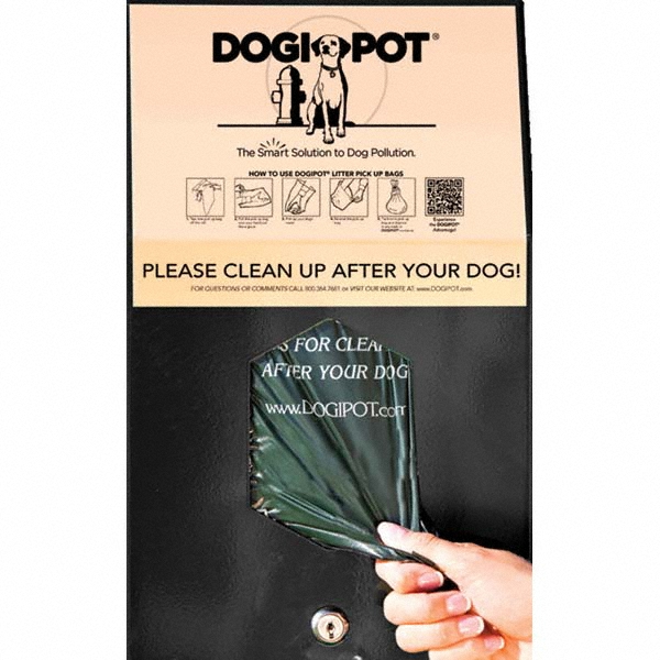 DOGIPOT Pet Waste Stations: Aluminum, Rectangle, 400 Bags, 4' - 8' - 1002HP-BLK-4