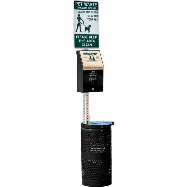 DOGIPOT Pet Waste Stations: Aluminum, Rectangle, 400 Bags, 4' - 8' - 1002BLK-2